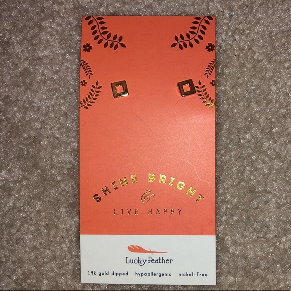 NWT 14k gold dipped nickel free square studs - Picture 1 of 1